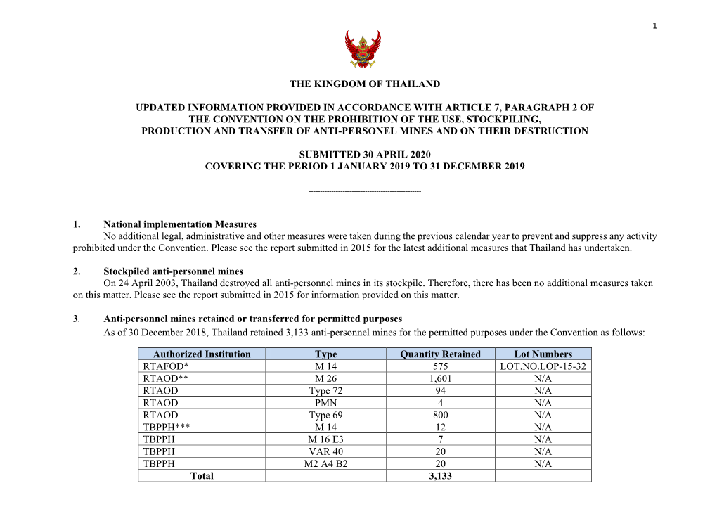 The Kingdom of Thailand Updated Information