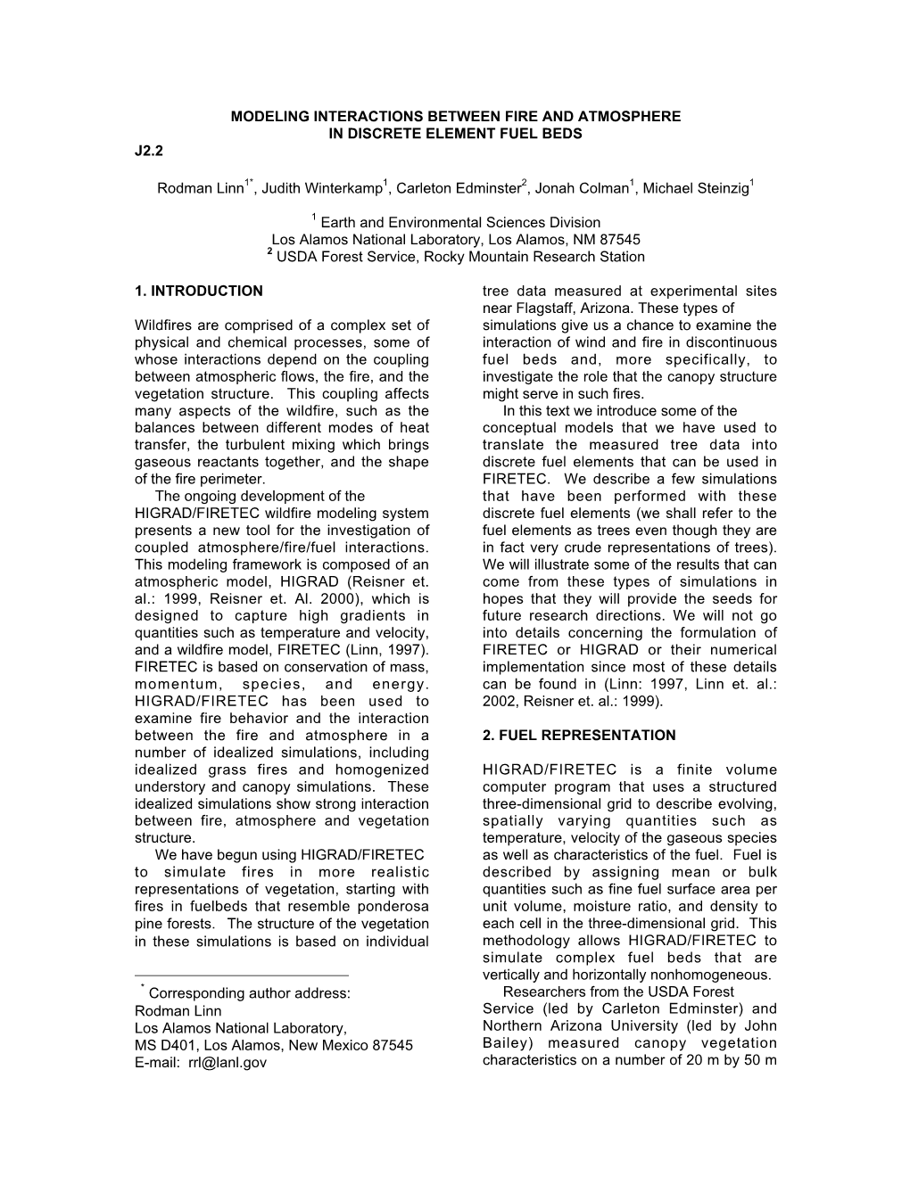 Modeling Interactions Between Fire and Atmosphere in Discrete Element Fuel Beds J2.2