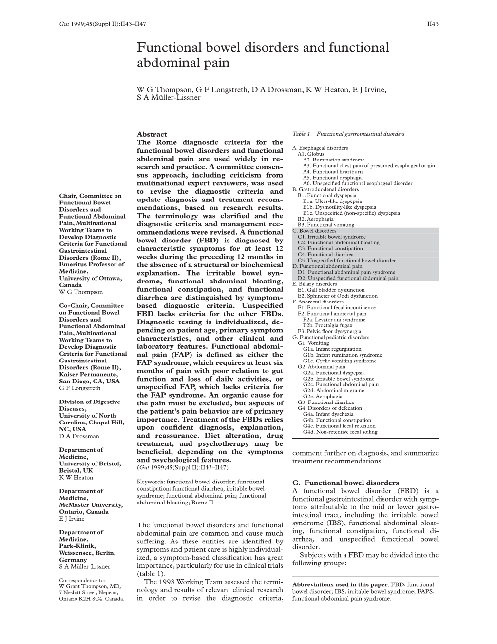 Functional Bowel Disorders and Functional Abdominal Pain