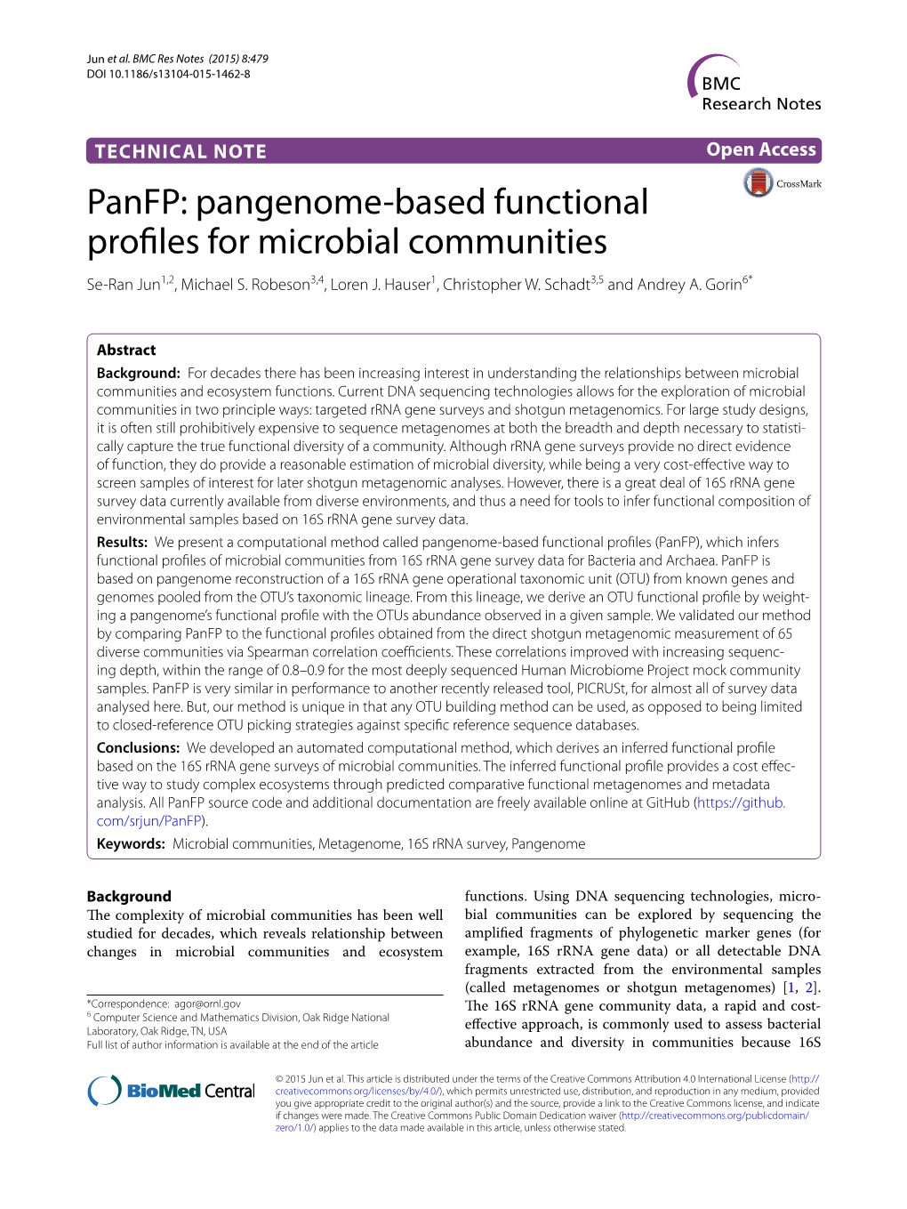 Panfp: Pangenome-Based Functional Profiles for Microbial Communities