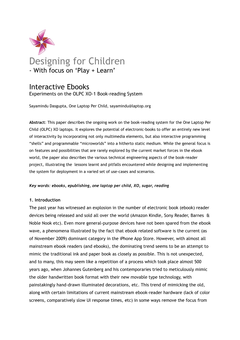 Interactive Ebooks: Experiments on the OLPC XO-1 Book-Reading System