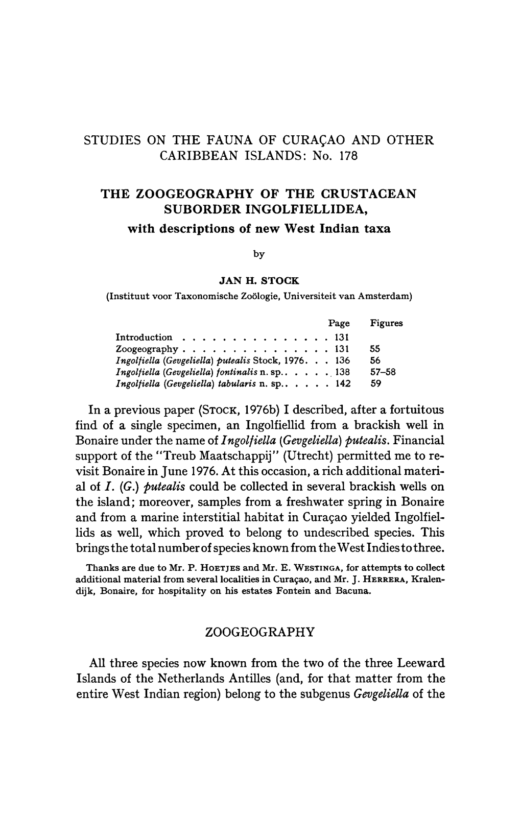 STUDIES on the FAUNA of CURAÇAO and OTHER CARIBBEAN ISLANDS: No. 178