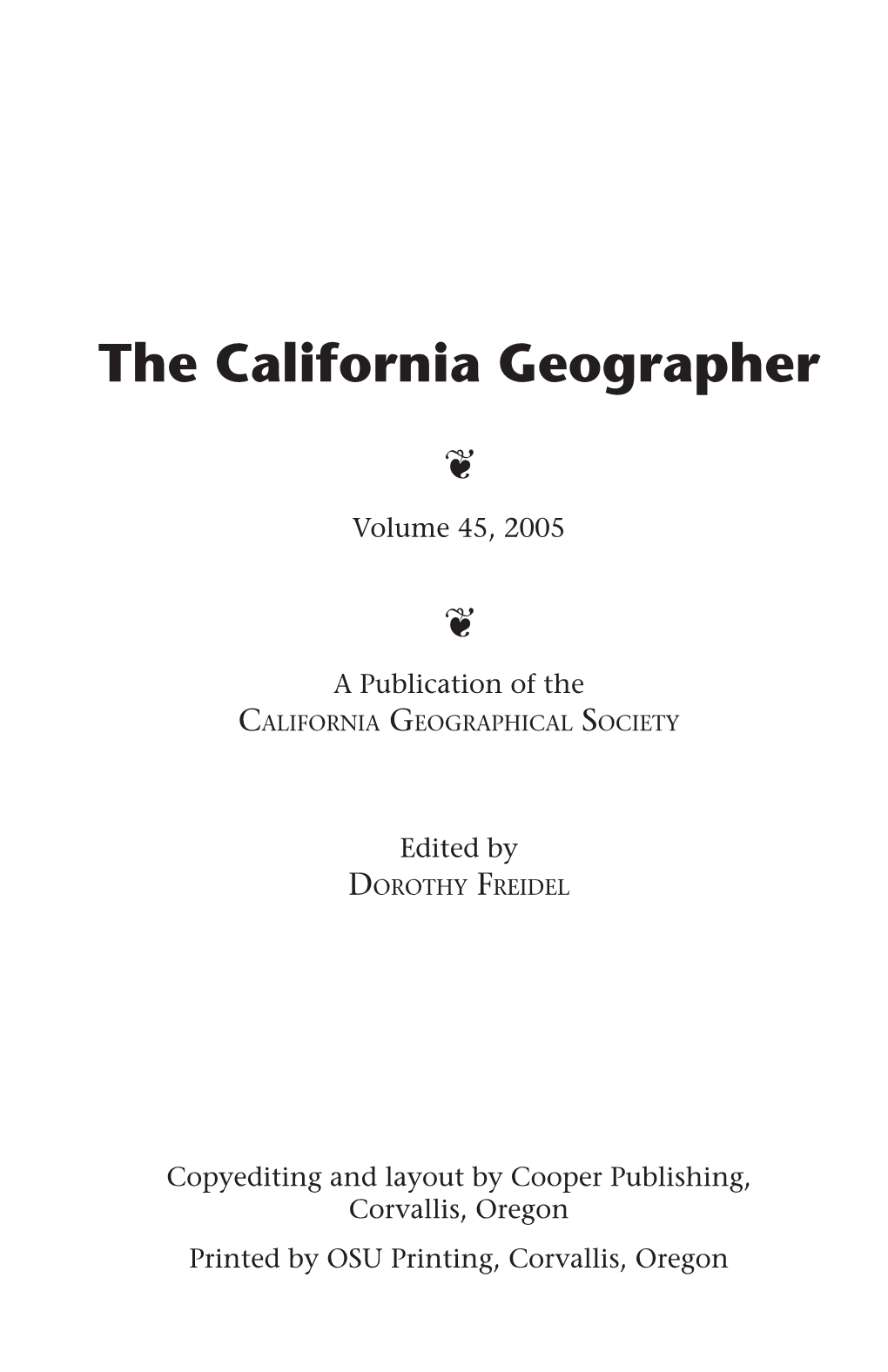 The California Geographer