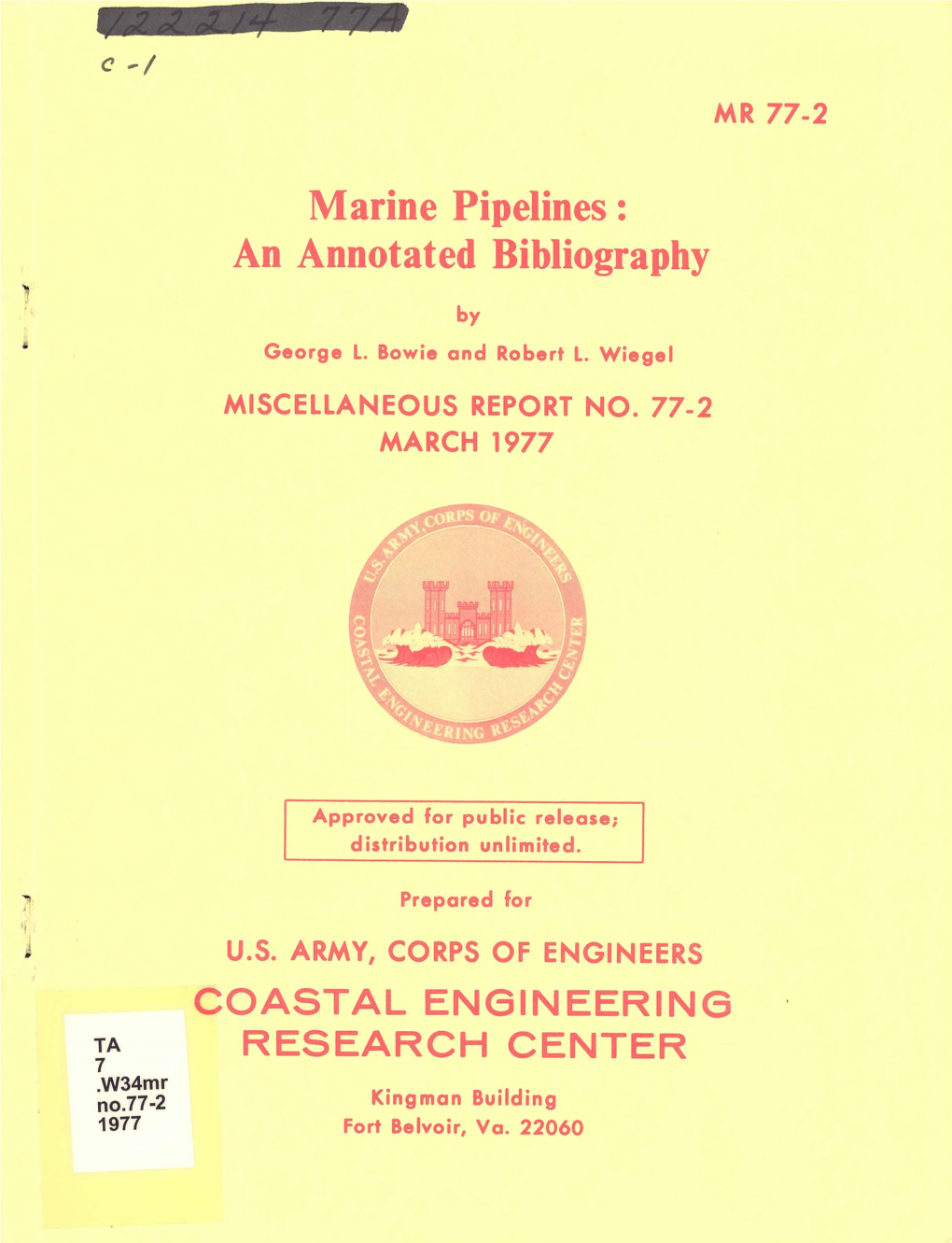 Marine Pipelines: an Annotated Bibliography