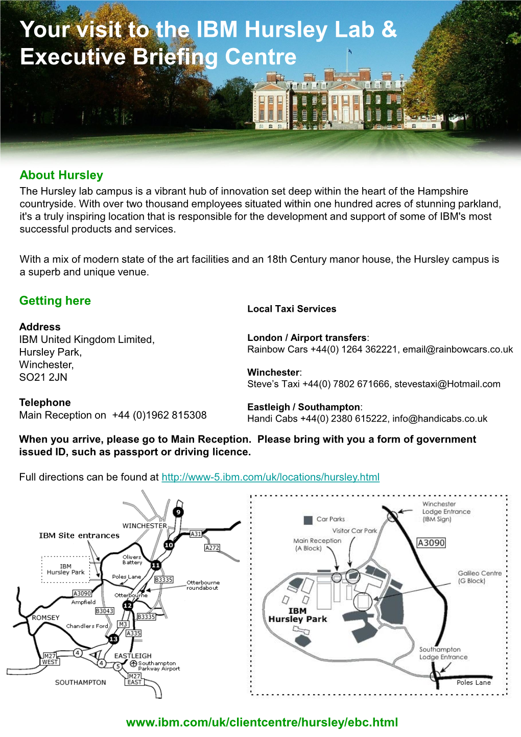 Your Visit to the IBM Hursley Lab & Executive Briefing Centre