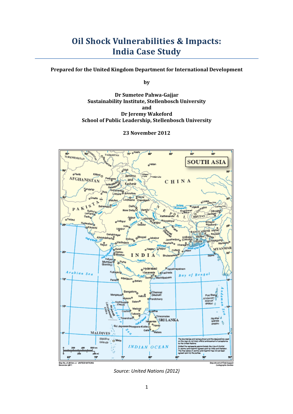 Oil Shock Vulnerabilities & Impacts: India Case Study