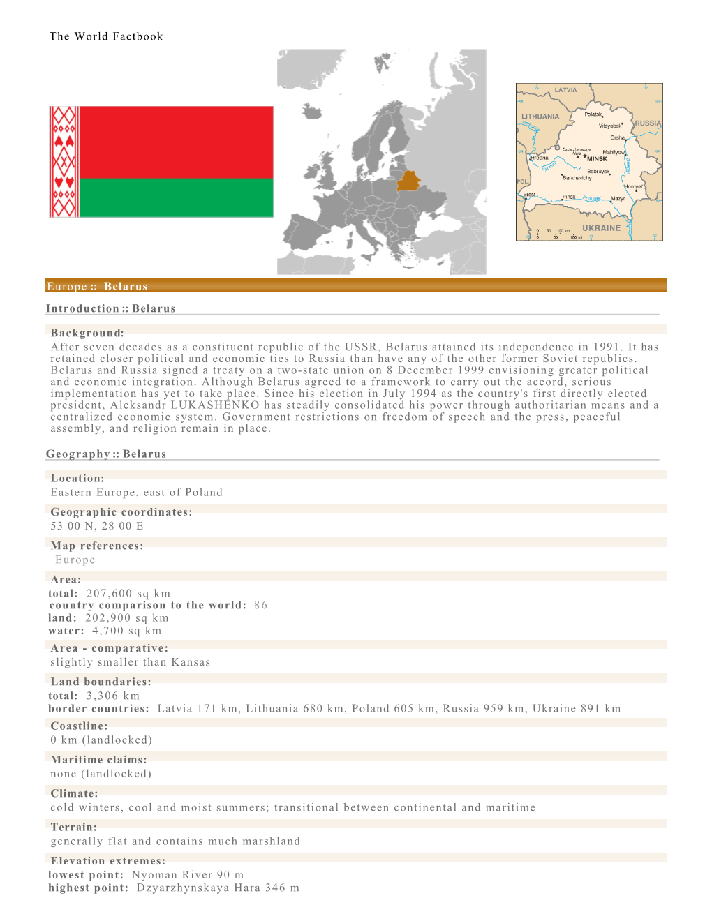 The World Factbook Europe :: Belarus Introduction :: Belarus Background