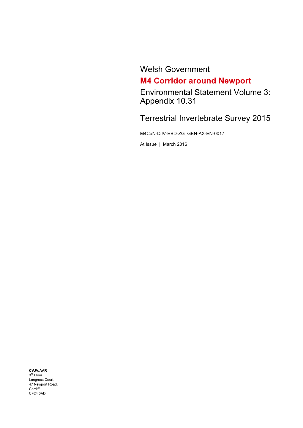 Appendix 10.31 Terrestrial Invertebrate Survey 20