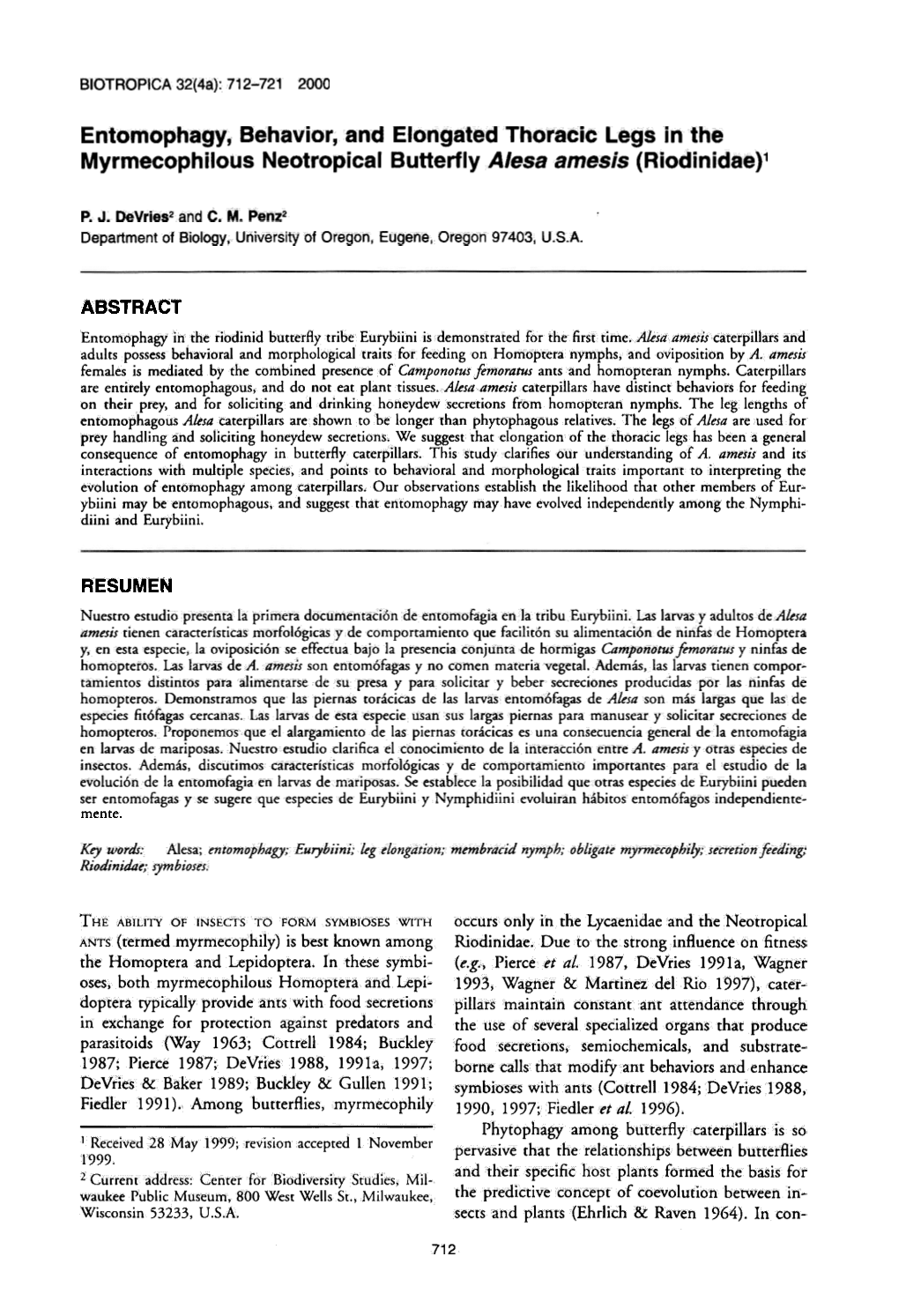 Entomophagy, Behavior, and Elongated Thoracic Legs in The