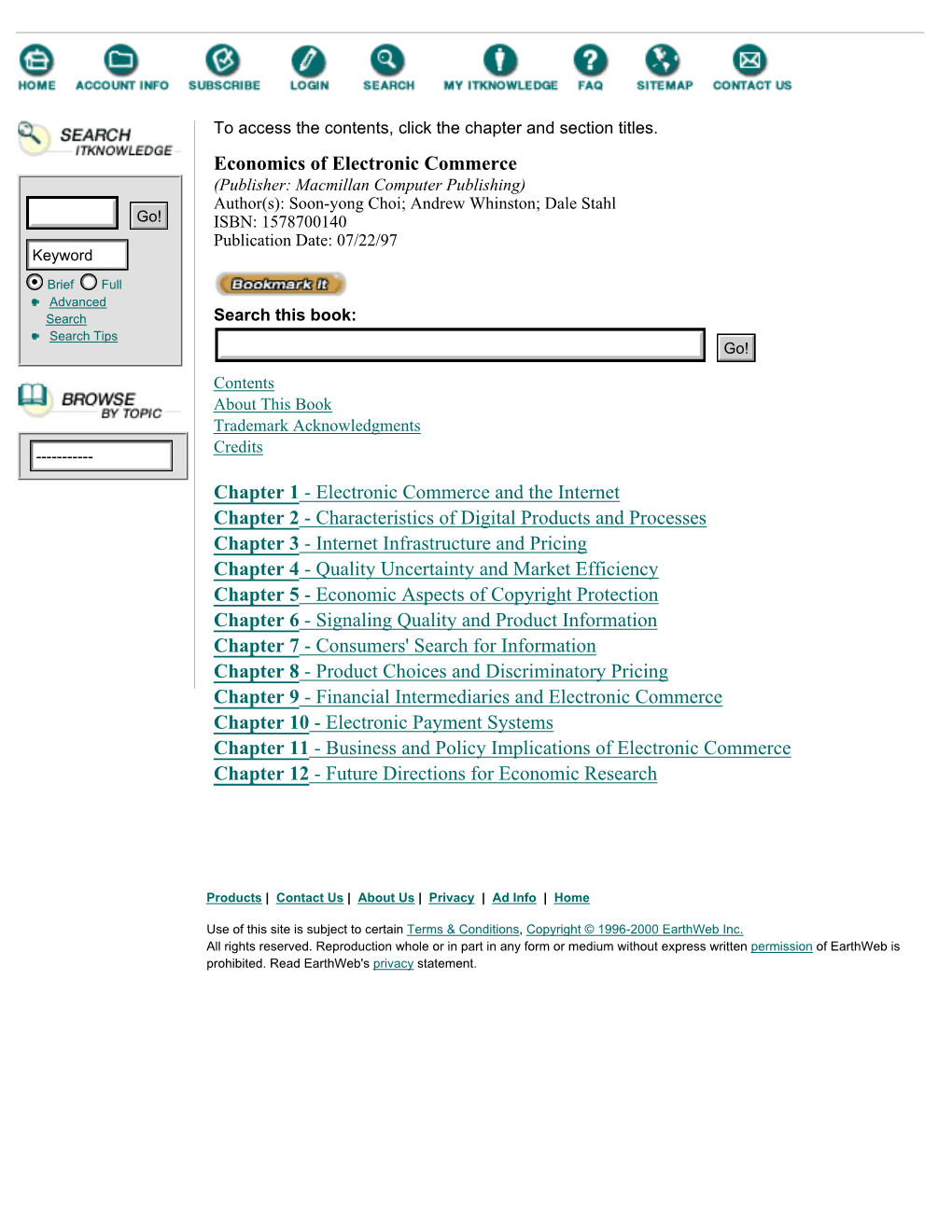 Economics of Electronic Commerce