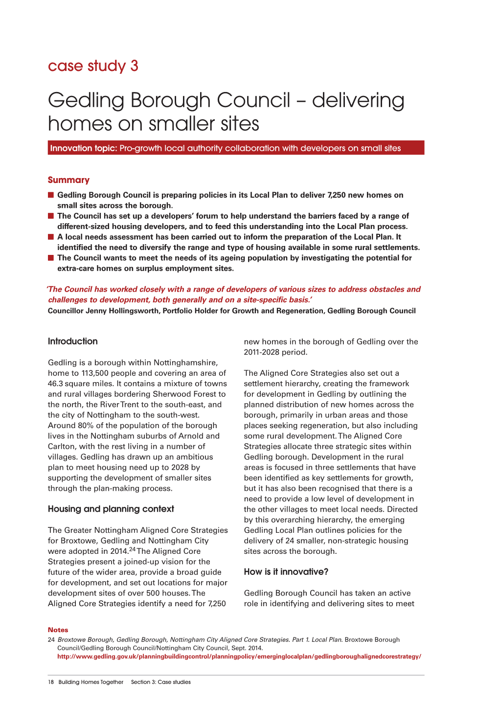 Gedling Borough Council – Delivering Homes on Smaller Sites