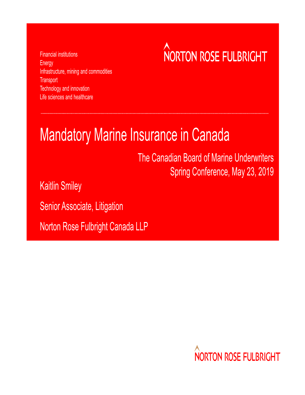 Mandatory Marine Insurance in Canada