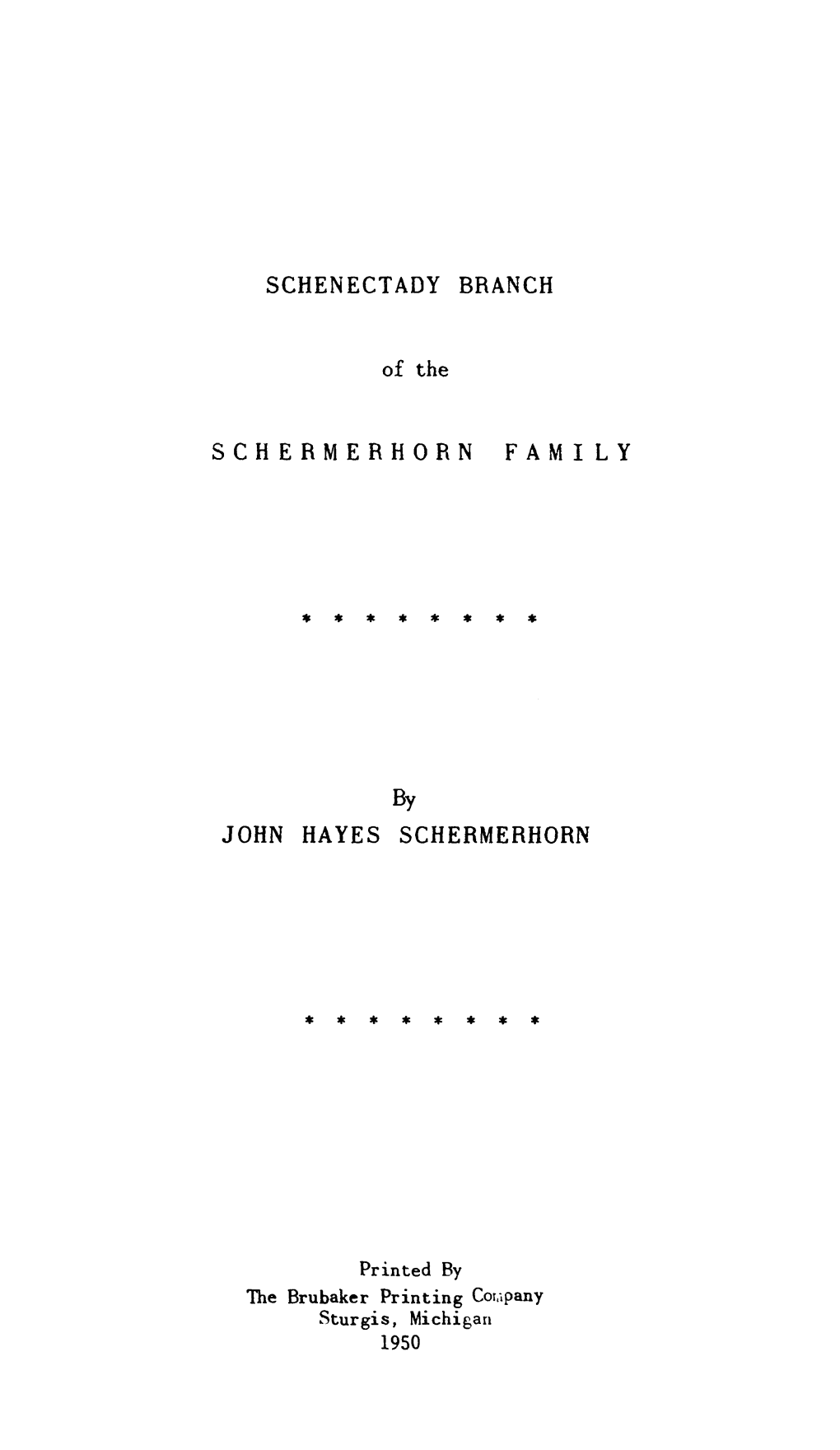 Schenectady Branch Schermerhorn Family John