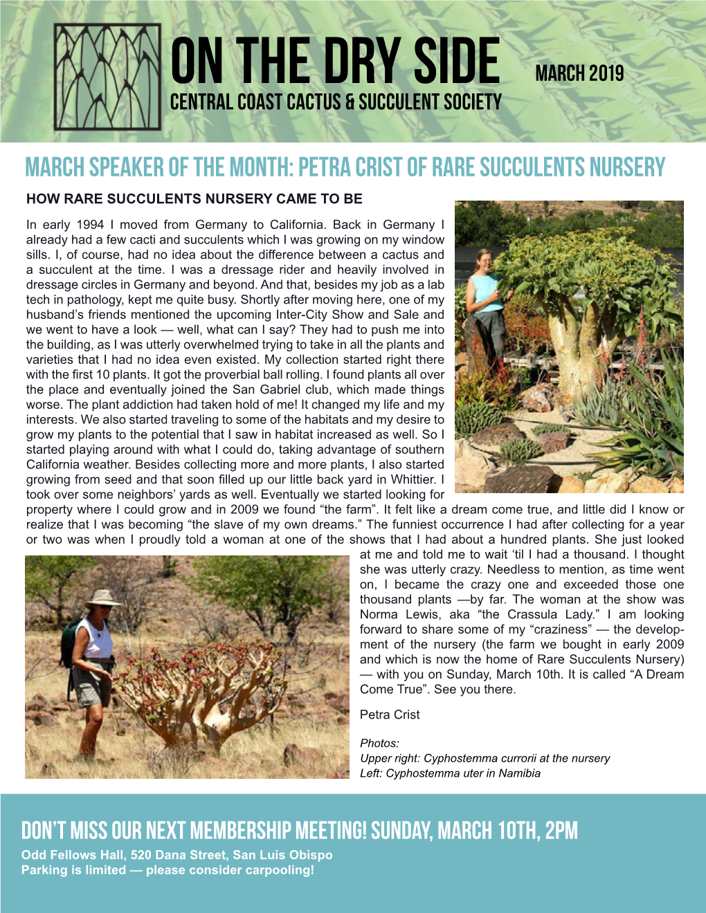 On the Dry Side March 2019 Central Coast Cactus & Succulent Society