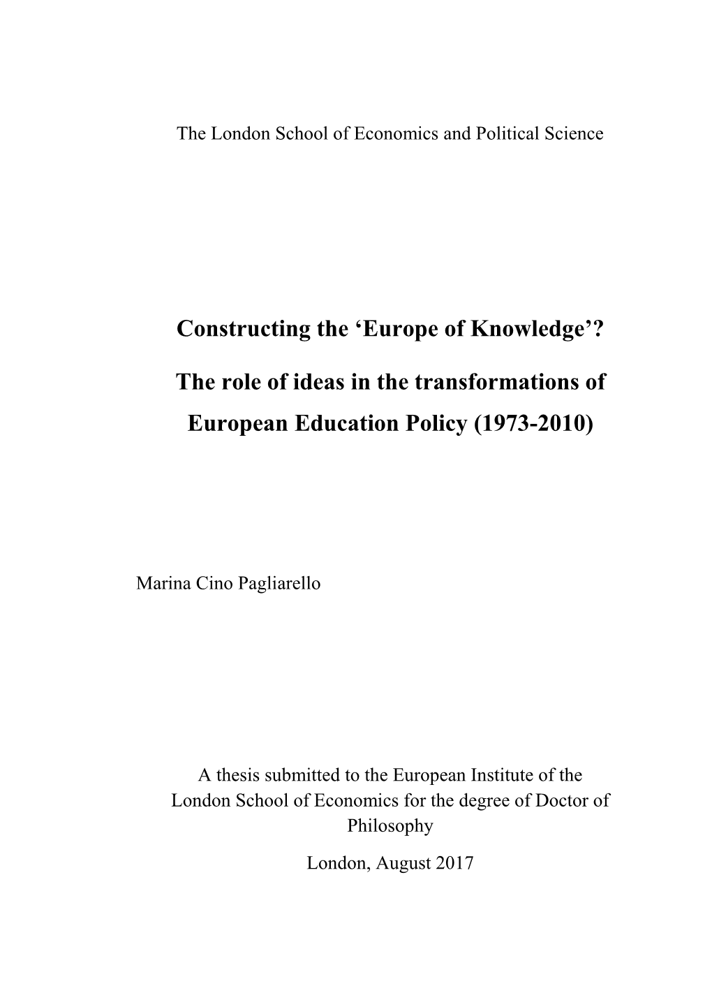 Constructing the 'Europe of Knowledge