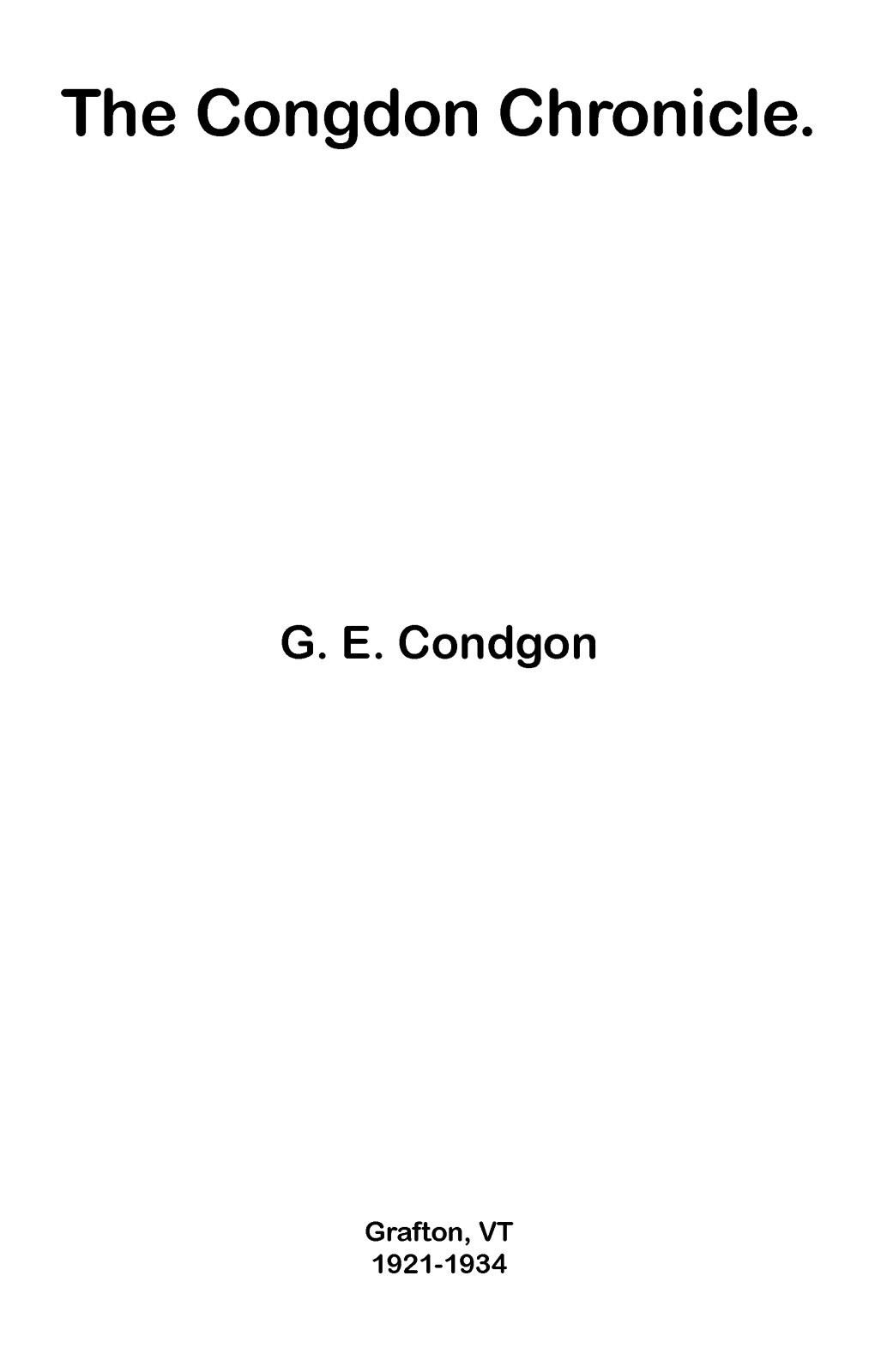The Congdon Chronicle