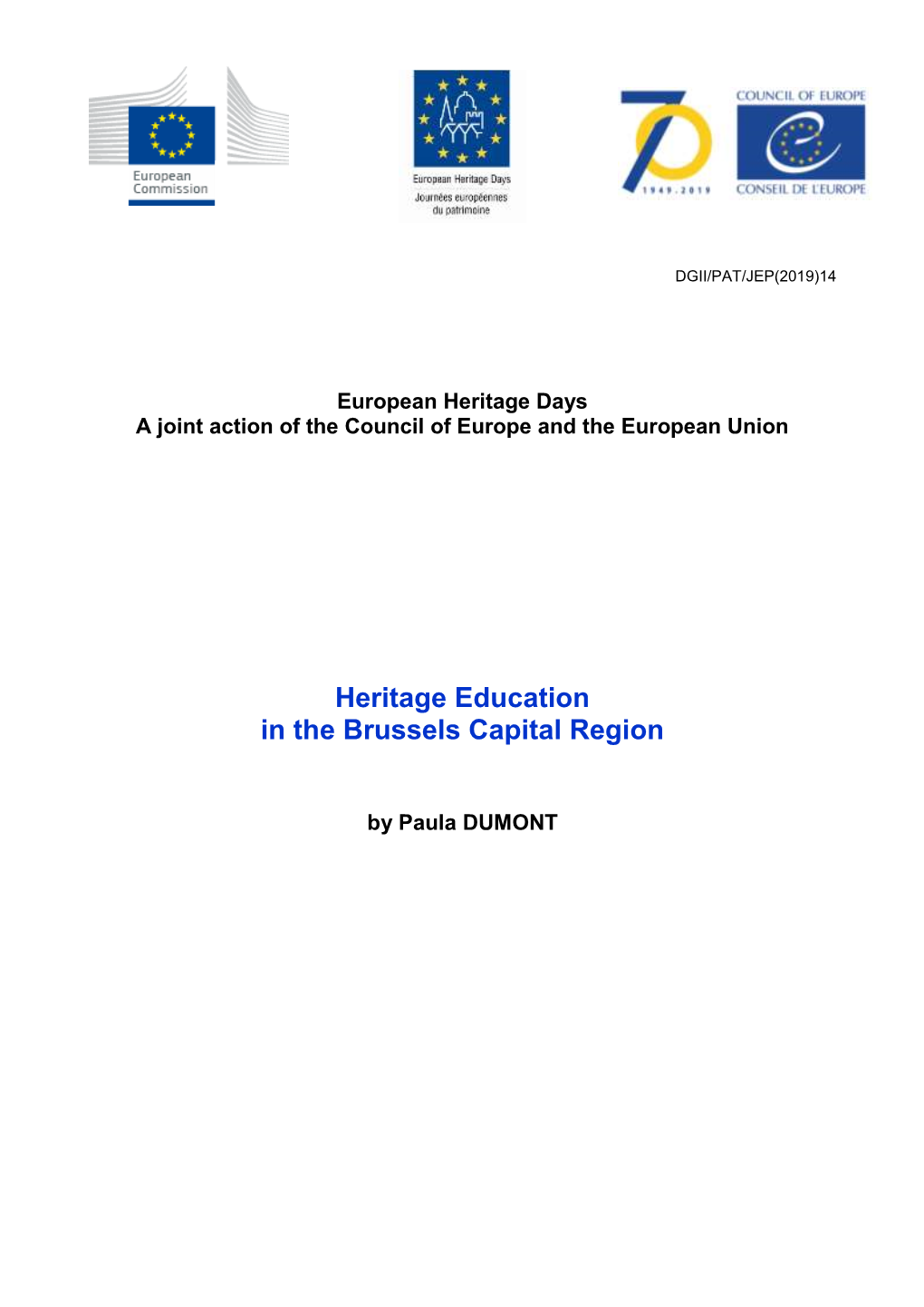 Heritage Education in the Brussels Capital Region