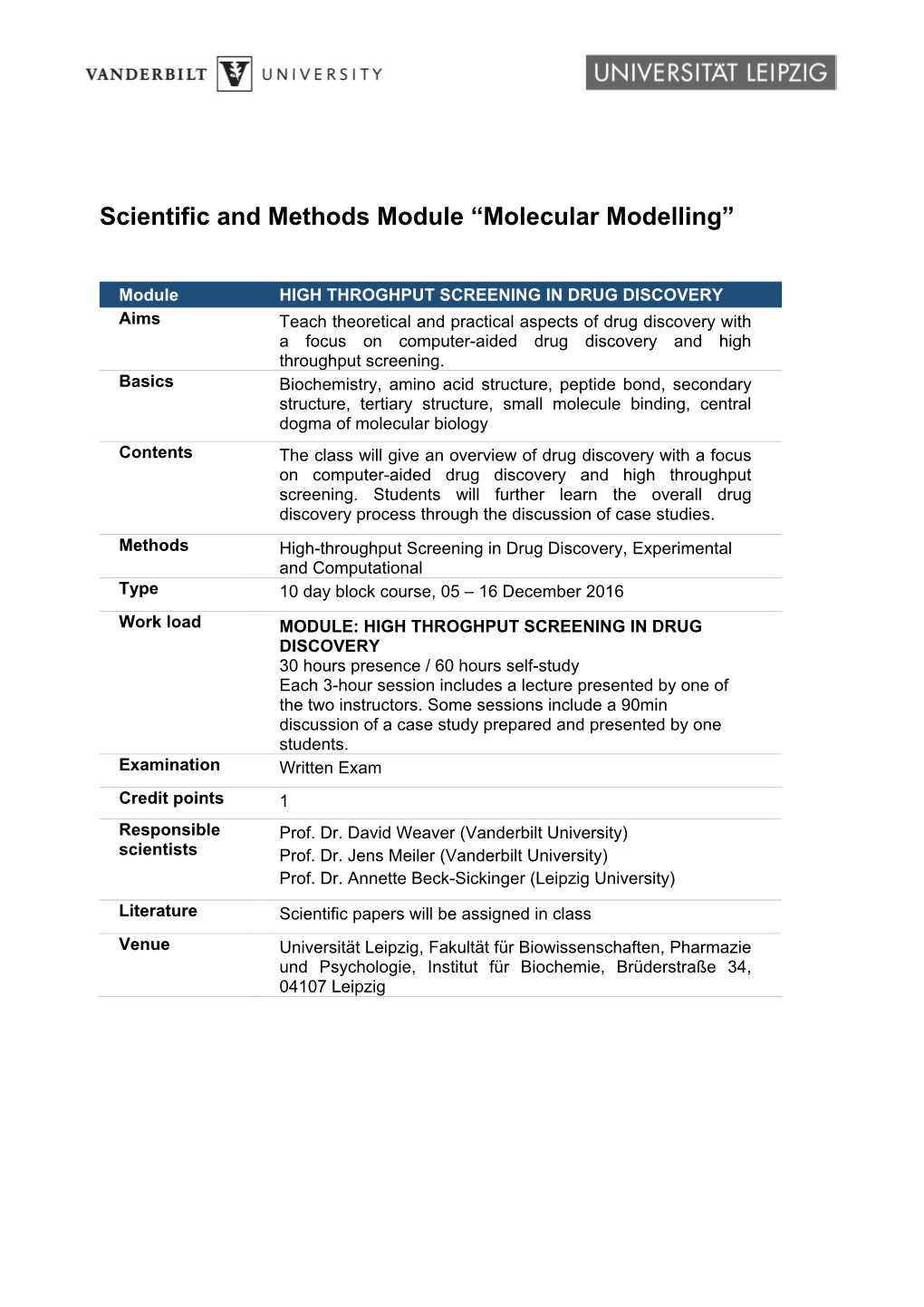 Molecular Modelling”