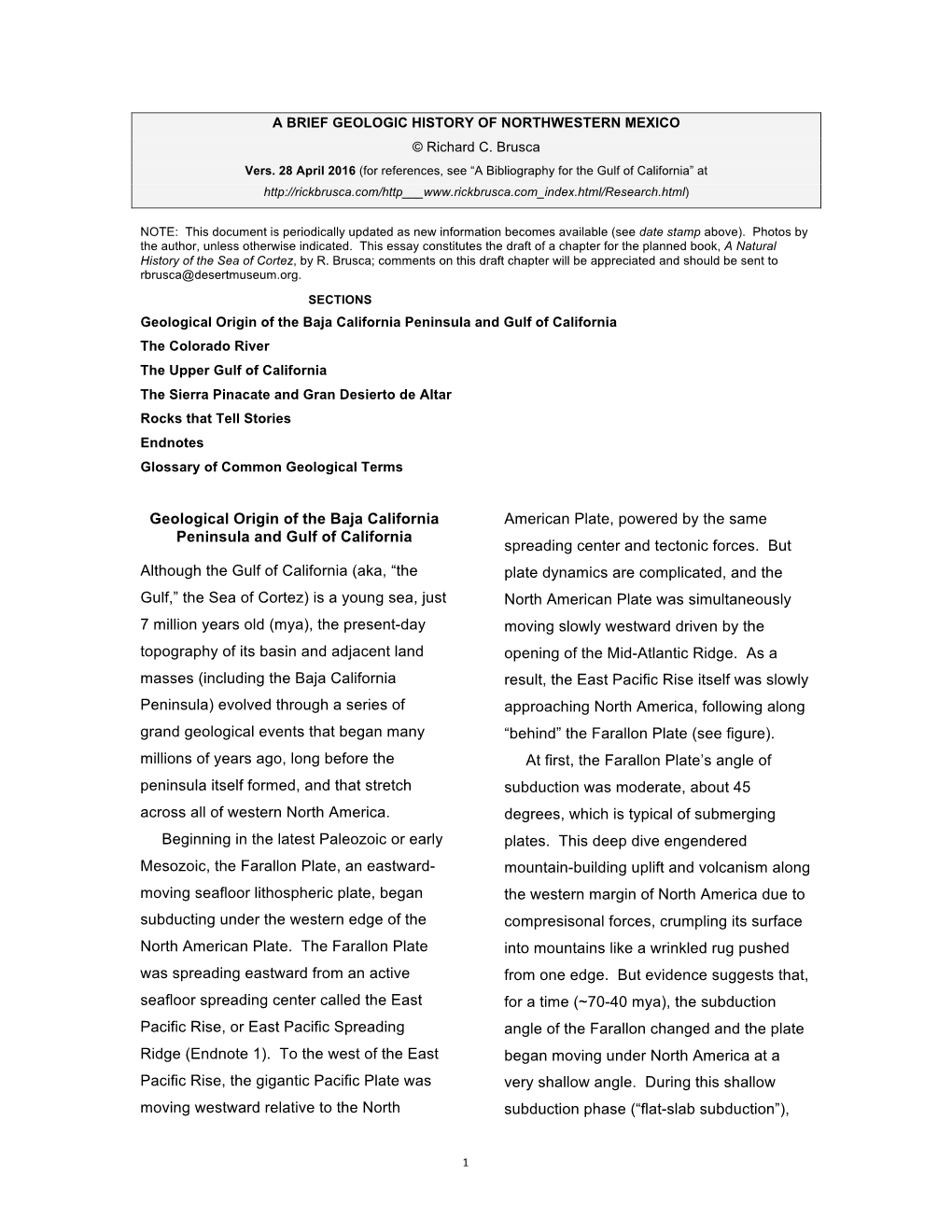 Geological Origin of the Baja California Peninsula and Gulf Of