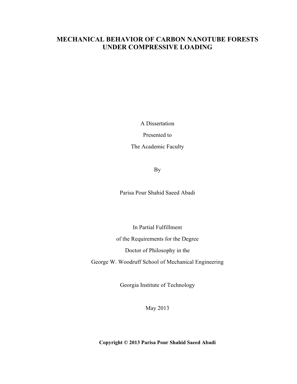 Mechanical Behavior of Carbon Nanotube Forests Under Compressive Loading