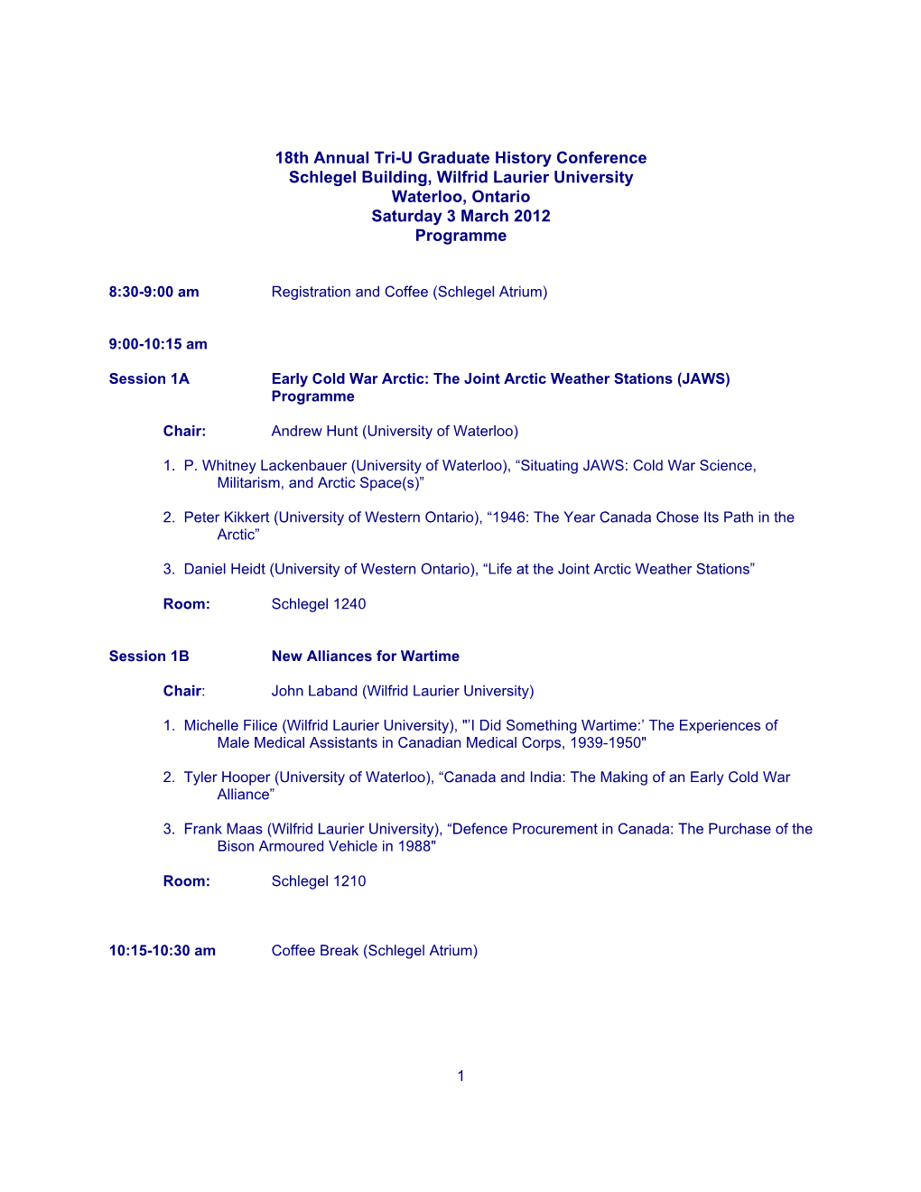 G:\Tri-U Conference\Programme.Wpd