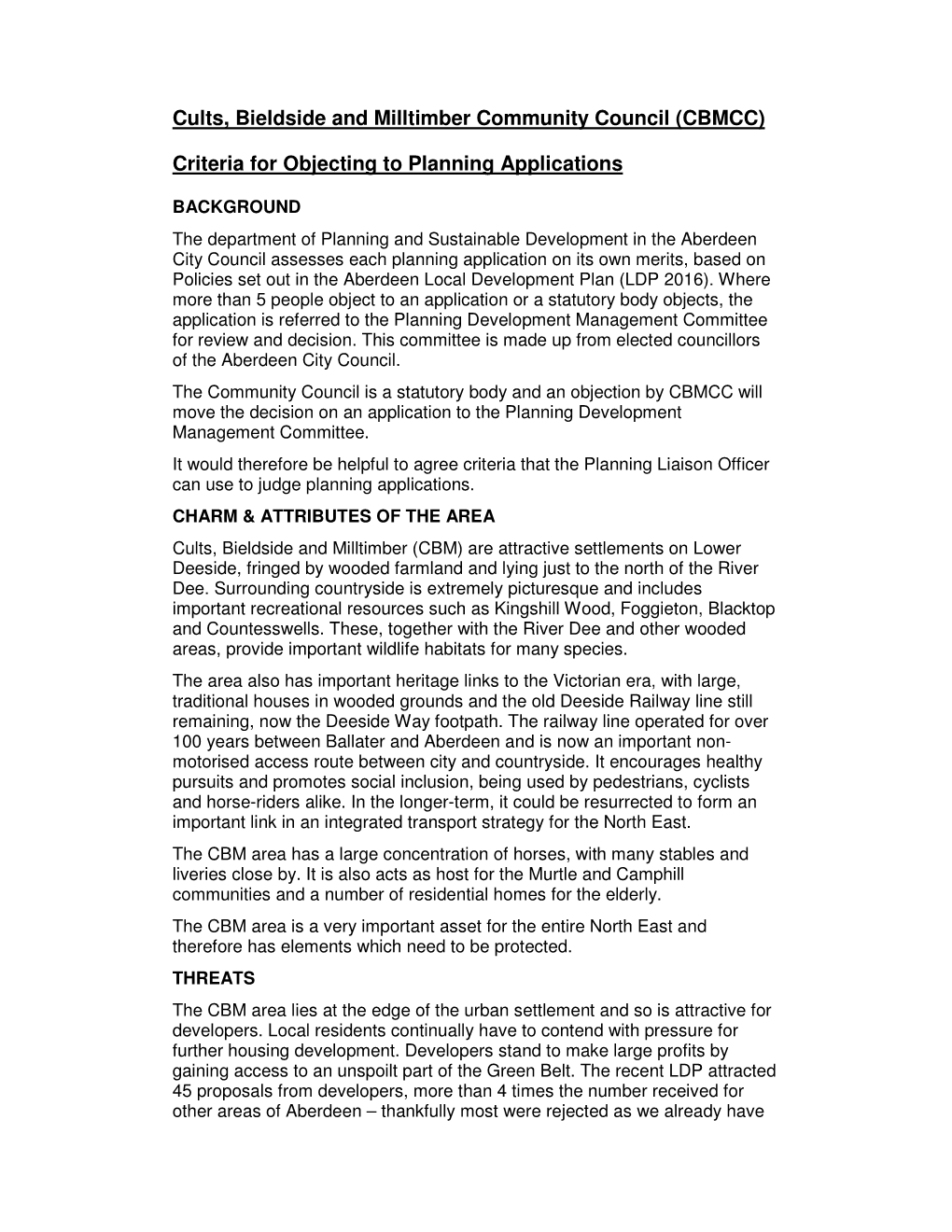 Criteria for Objecting to Planning Applications