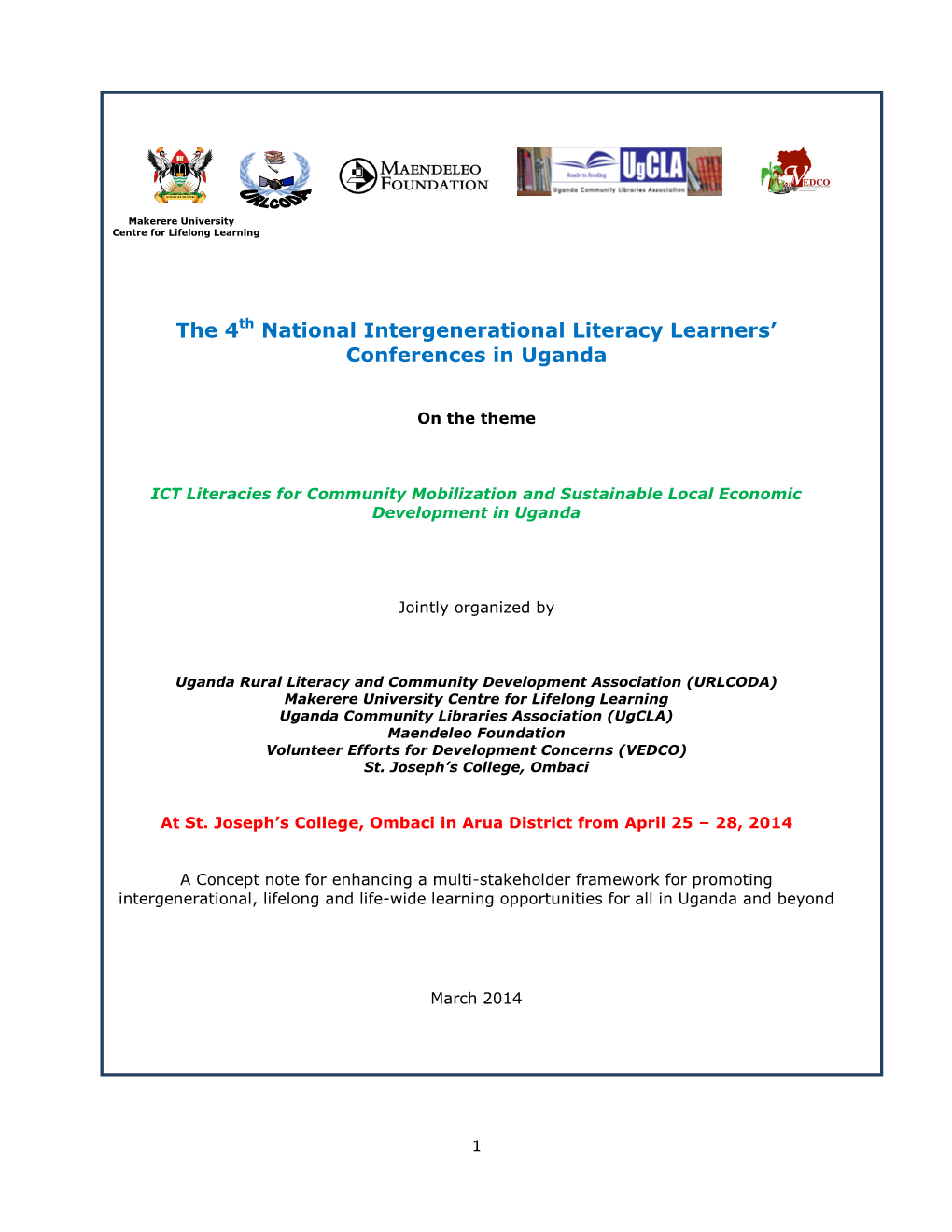 The 4Th National Intergenerational Literacy Learners' Conferences In