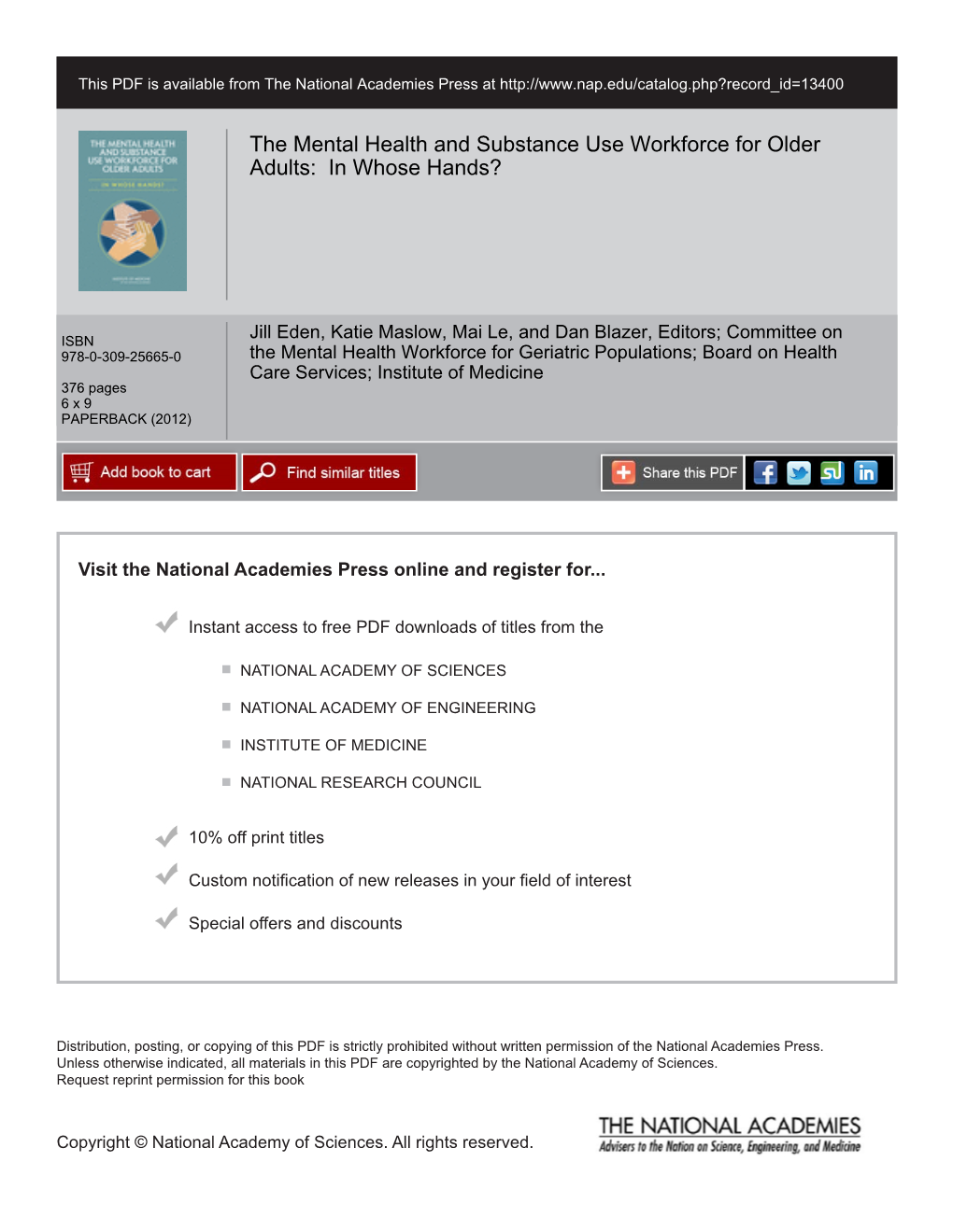 The Mental Health and Substance Use Workforce for Older Adults: in Whose Hands?