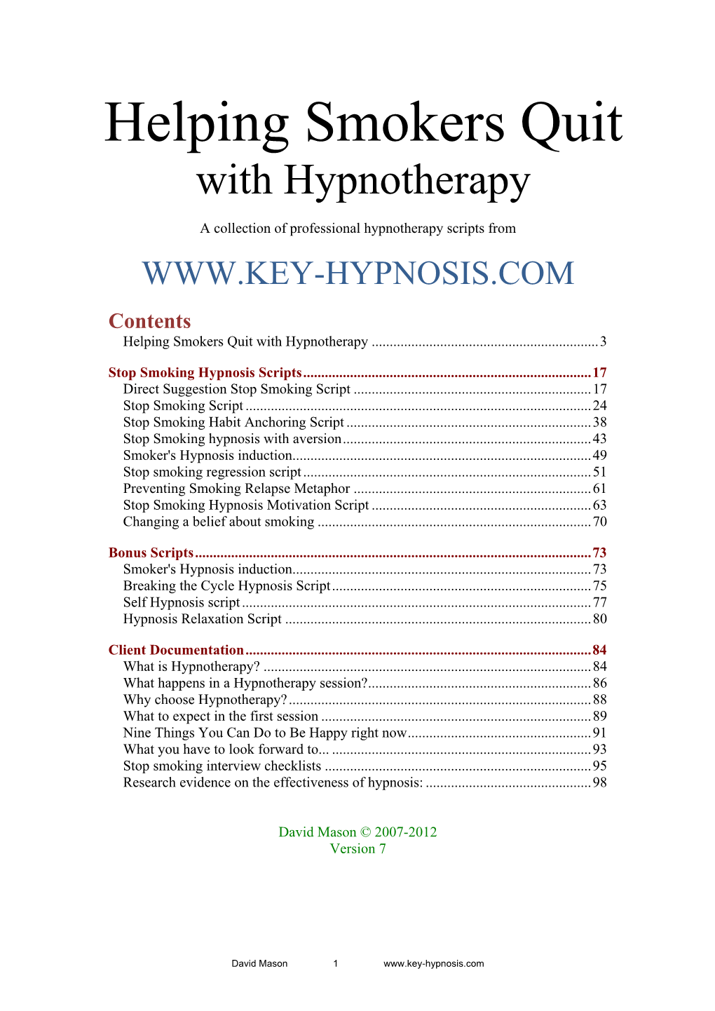 Hypnosis Scripts
