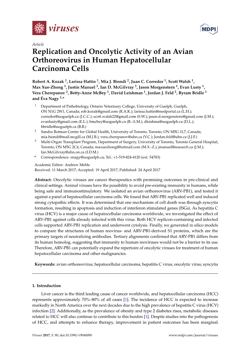 Replication and Oncolytic Activity of an Avian Orthoreovirus in Human Hepatocellular Carcinoma Cells