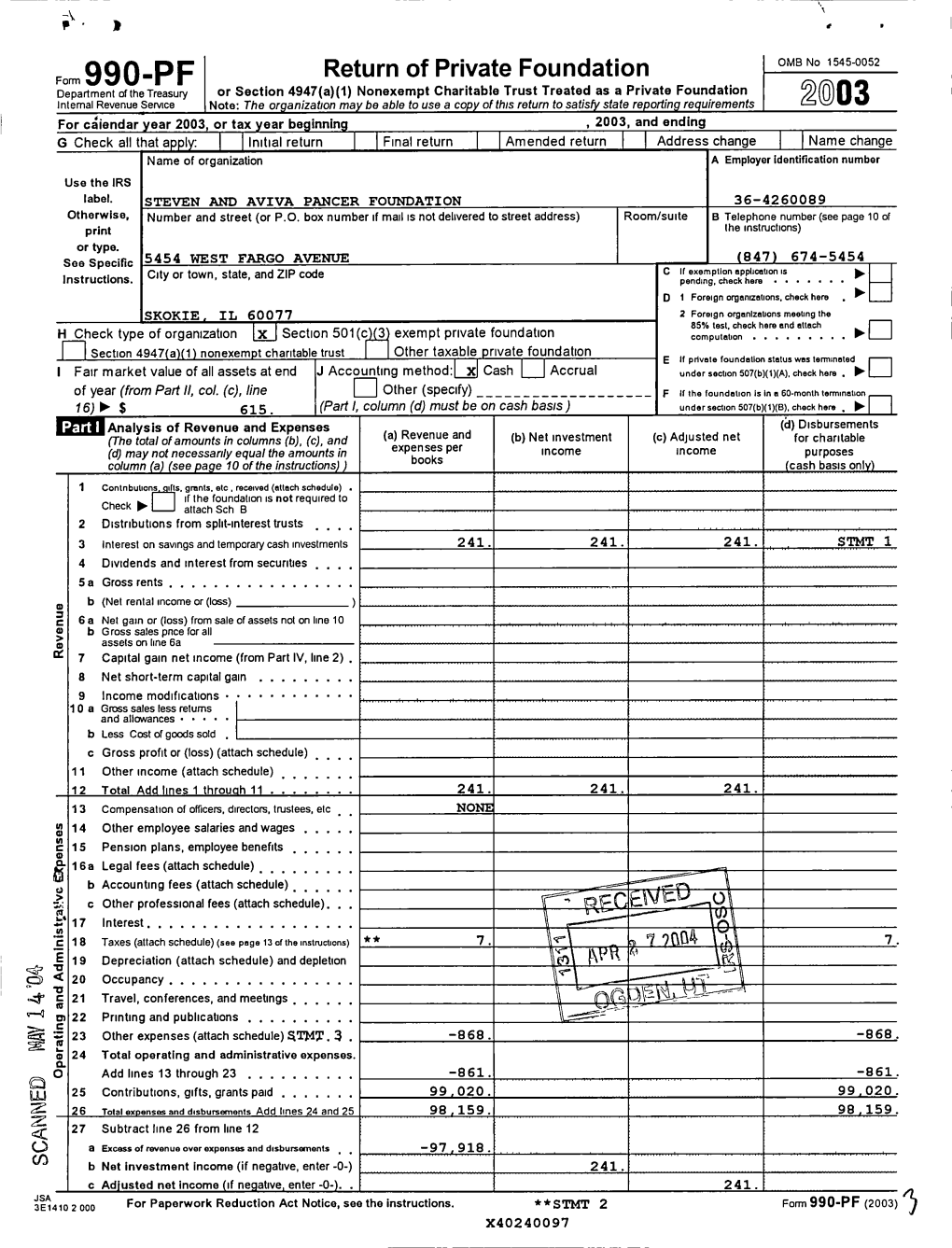 Form990-PF 2003