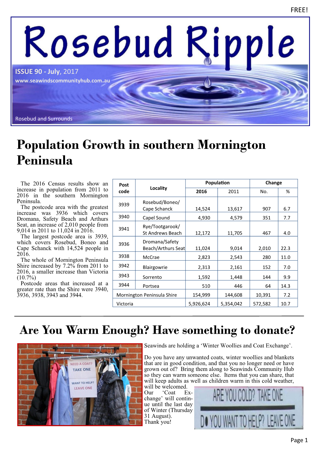 Population Growth in Southern Mornington Peninsula