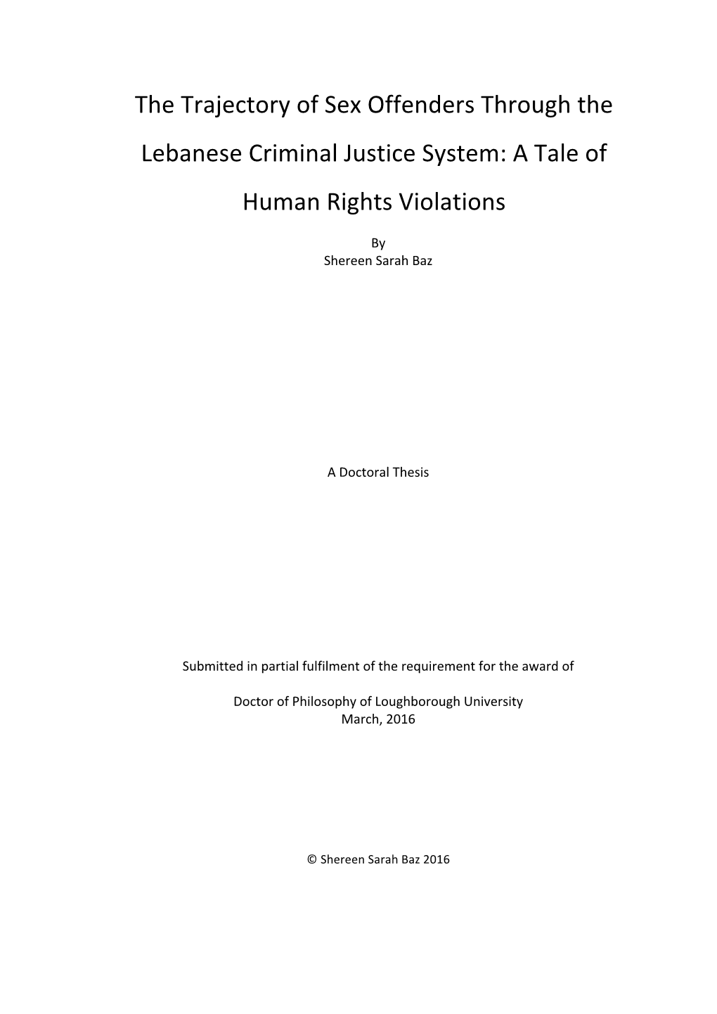 The Trajectory of Sex Offenders Through the Lebanese Criminal Justice System: a Tale of Human Rights Violations