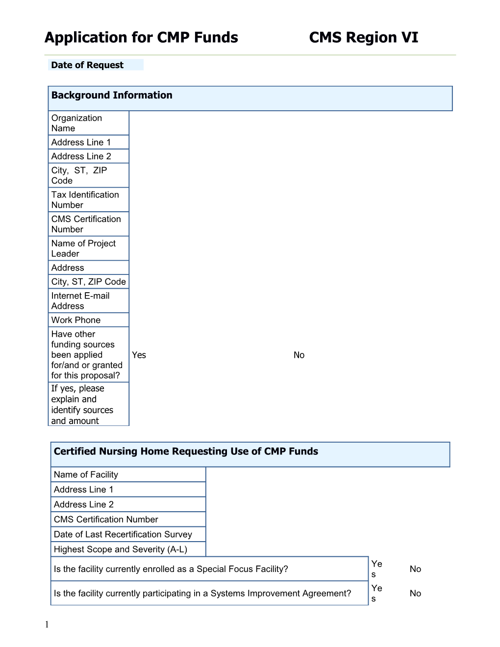 CMP Fund Application Form