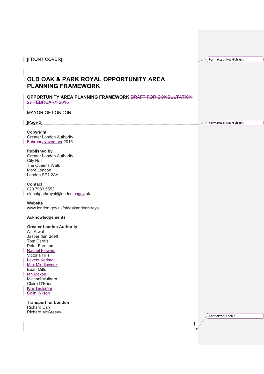 Old Oak & Park Royal Opportunity Area Planning Framework