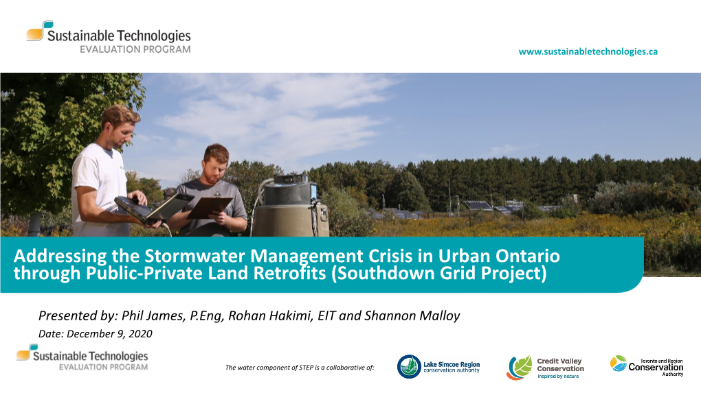 Addressing the Stormwater Management Crisis in Urban Ontario Through Public-Private Land Retrofits (Southdown Grid Project)