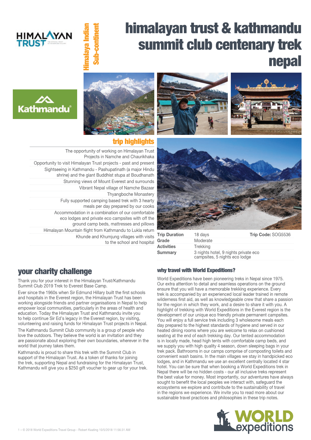 Himalayan Trust & Kathmandu Summit Club Centenary Trek Nepal