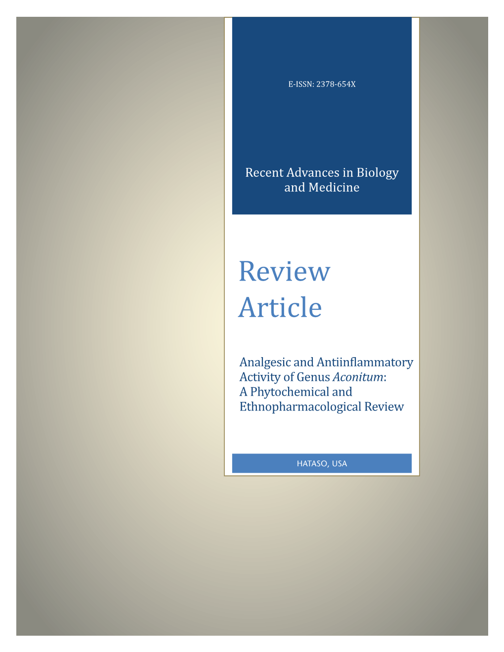 Analgesic and Antiinflammatory Activity of Genus Aconitum: a Phytochemical and Ethnopharmacological Review