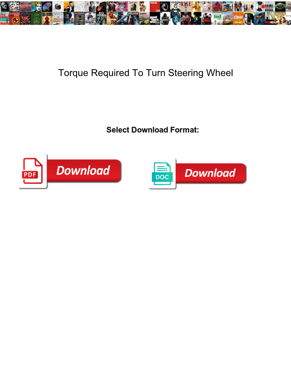 Torque Required to Turn Steering Wheel