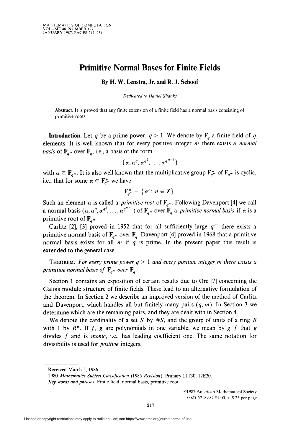 Primitive Normal Bases for Finite Fields