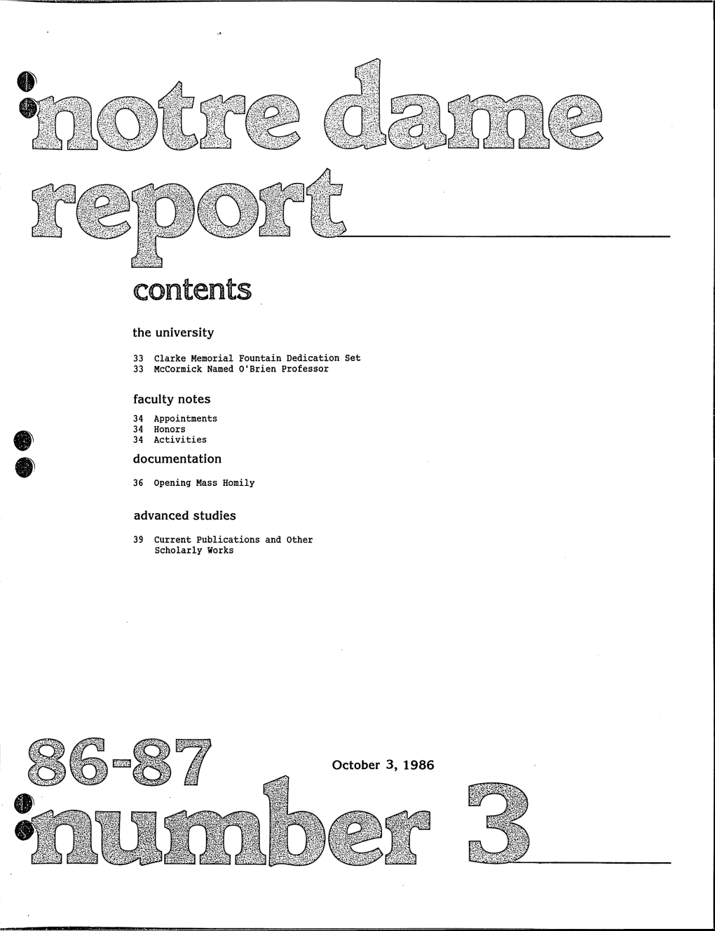 Notre Dame Report 16:03 (1986-10-03)