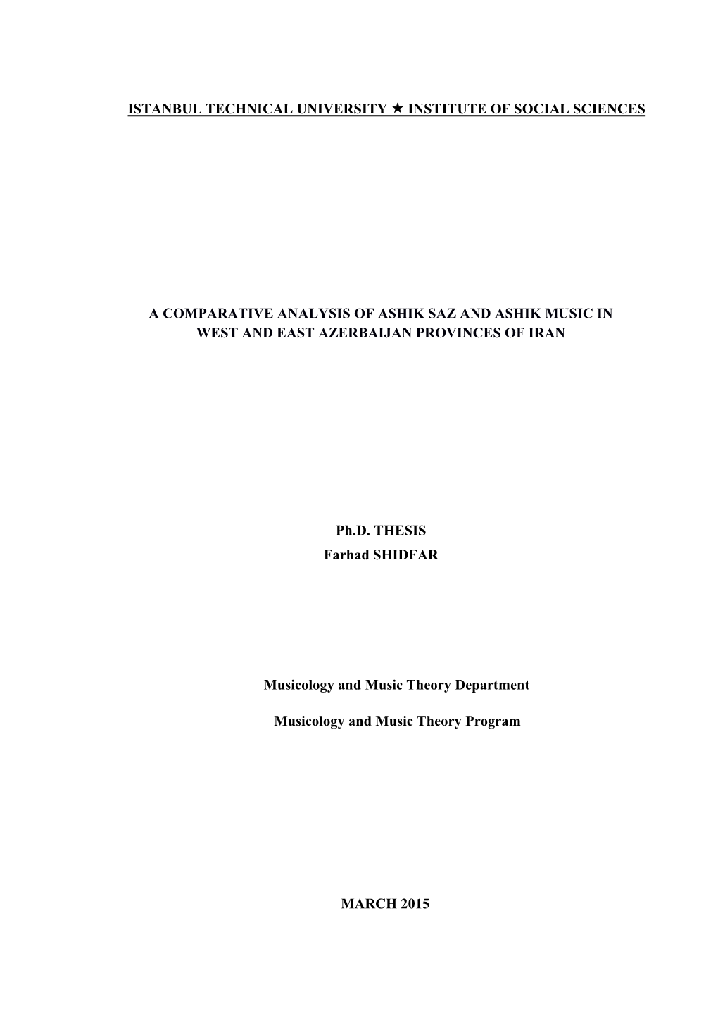 Ph.D. THESIS Farhad SHIDFAR MARCH 2015