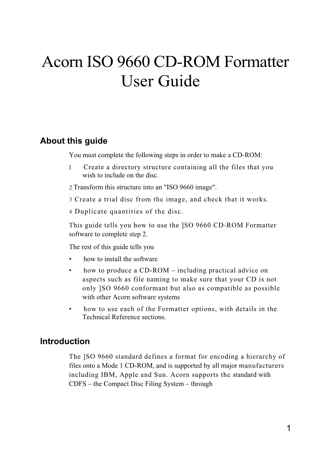 Acorn ISO 9660 CD-ROM Formatter User Guide