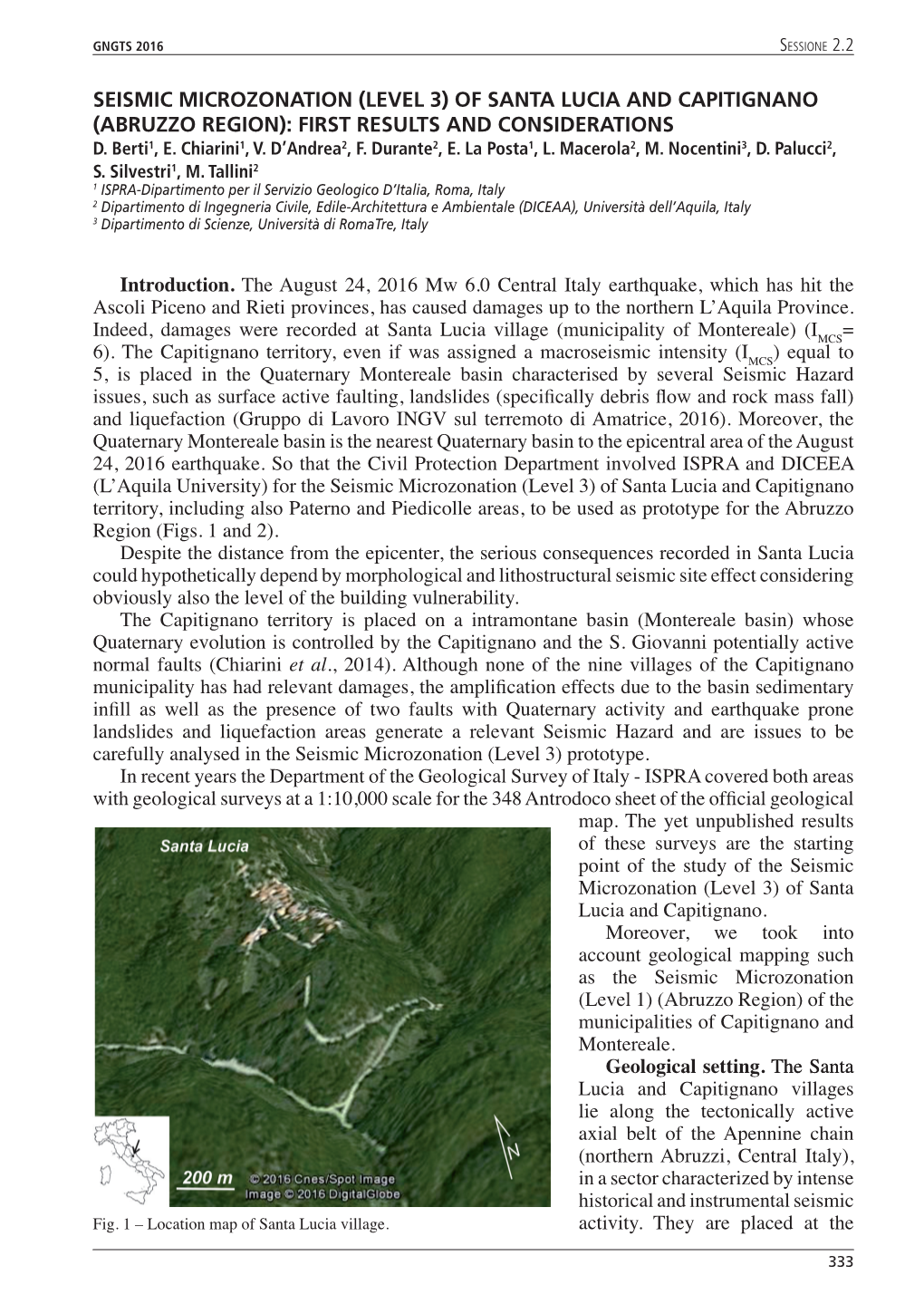 Of Santa Lucia and Capitignano (Abruzzo Region): First Results and Considerations D