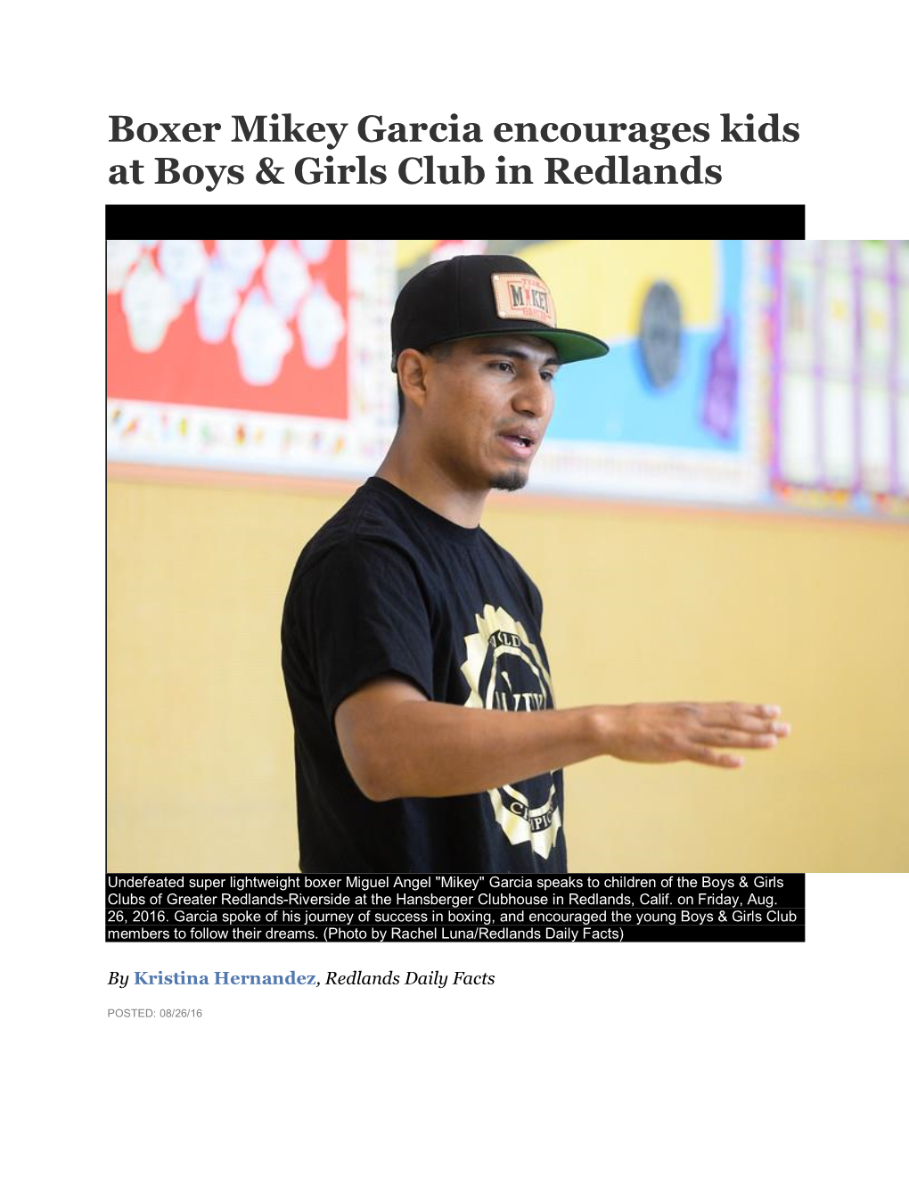 Boxer Mikey Garcia Encourages Kids at Boys & Girls Club in Redlands