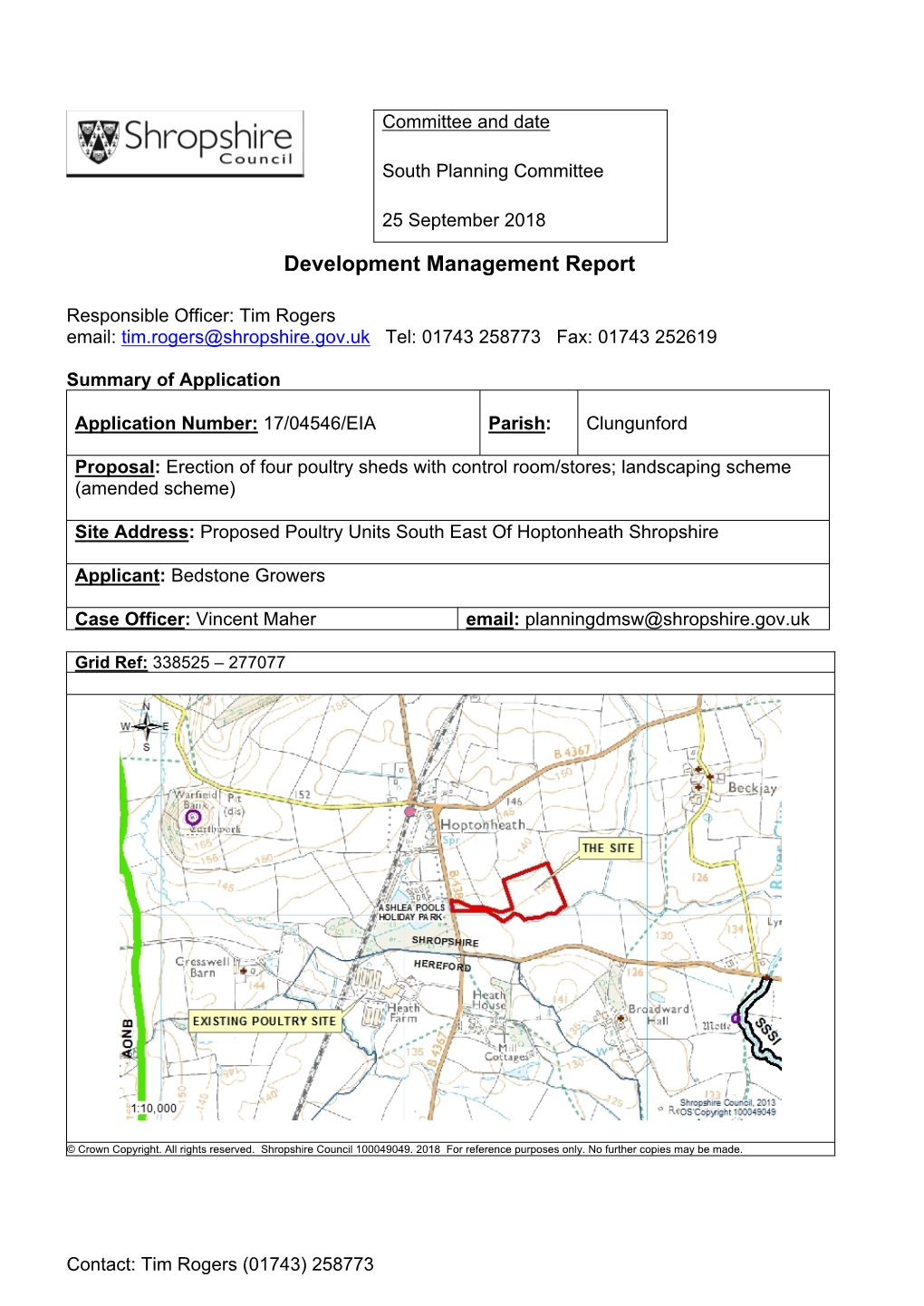 Proposed Poultry Units South East of Hopton Heath, Shropshire (17/04546/EIA)