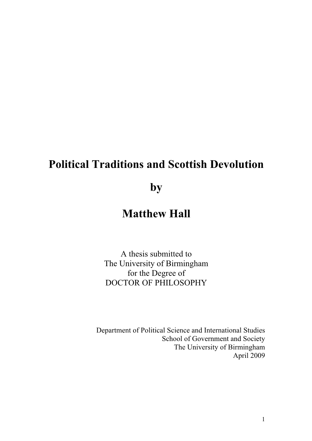 Political Traditions and Scottish Devolution