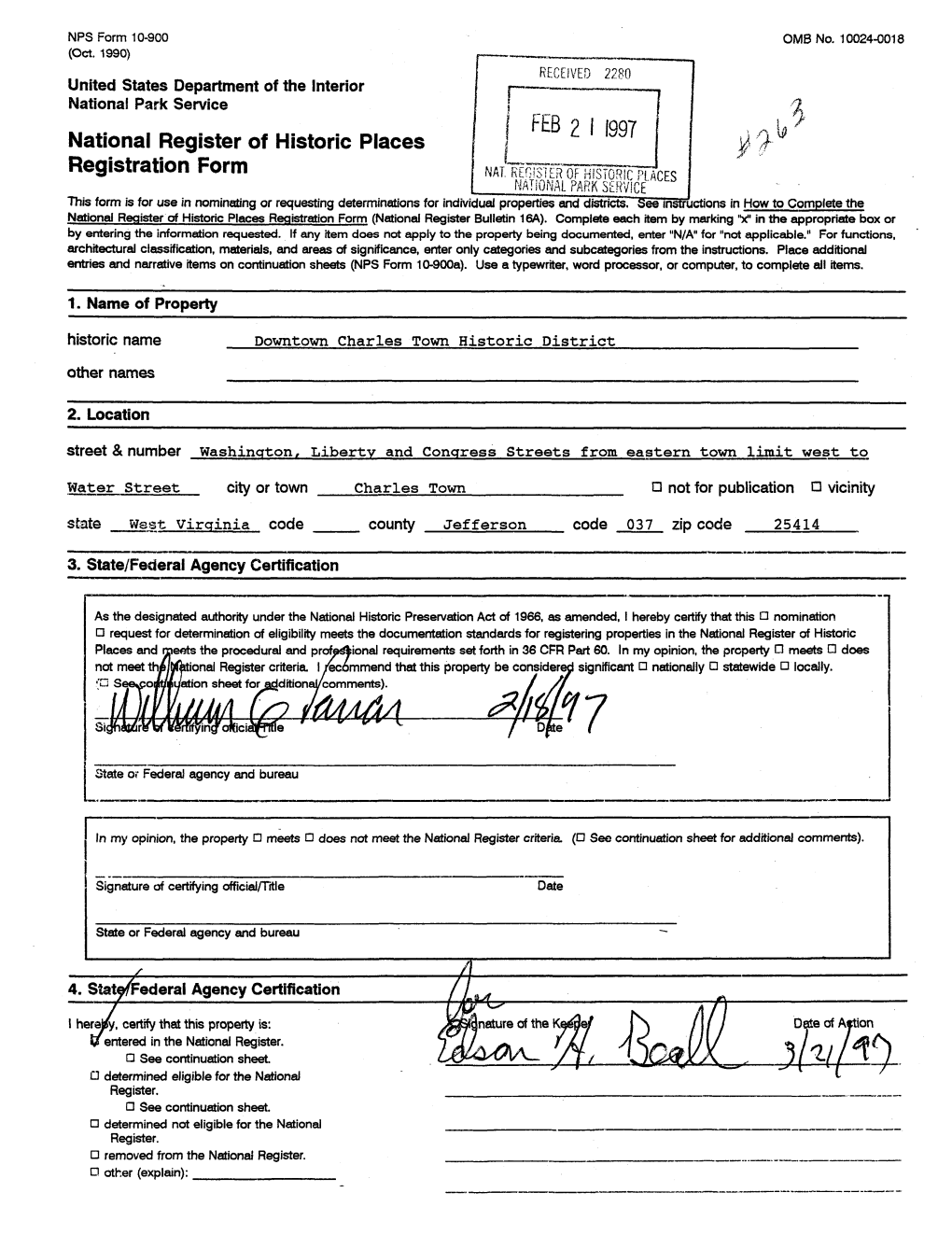 National Register of Historic Places Registration Form 1 FEB 2 I 1997