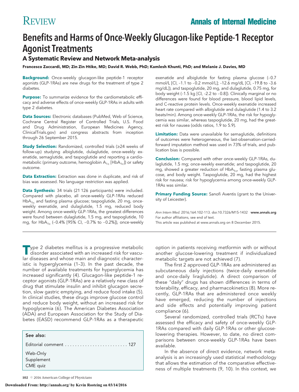 Benefits and Harms of Once-Weekly Glucagon-Like Peptide-1