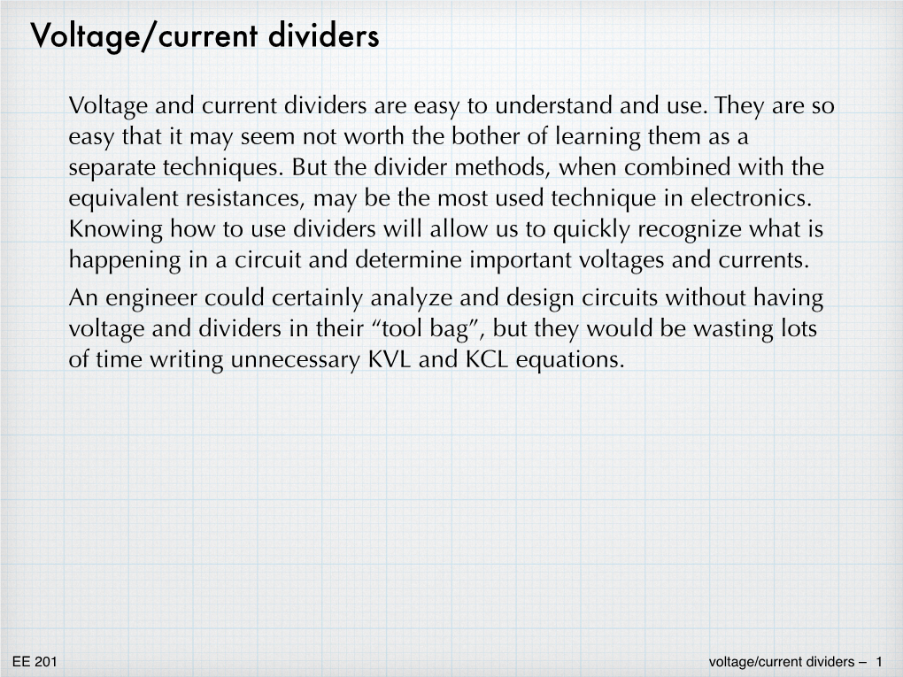 Voltage/Current Dividers